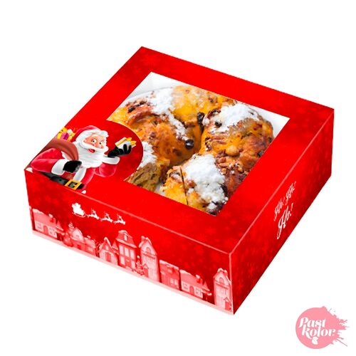 ROTE " SANTA CLAUS" WEIHNACHTSKUCHEN BOX - 24 X 7,5 CM