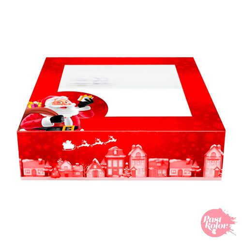 ROTE " SANTA CLAUS" WEIHNACHTSKUCHEN BOX - 24 X 7,5 CM