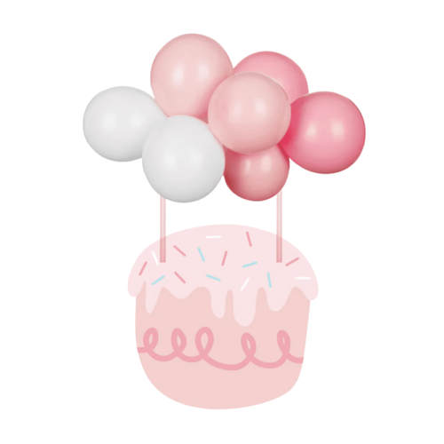 PARTYDECO LUFTBALLON-TORTEN TOPPER - ROSA