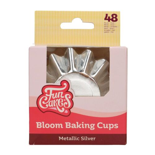 FUNCAKES  "BLOOM" CUPCAKES EINWEGFORMEN - METALLISCH SILBER