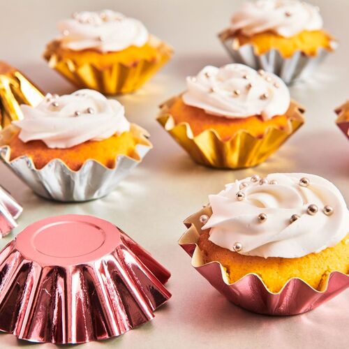 FUNCAKES  "BLOOM" CUPCAKES EINWEGFORMEN - METALLISCH SILBER