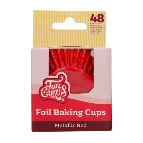 FUNCAKES "FOIL" CUPCAKE EINWEGFORMEN - METALLISCH ROT