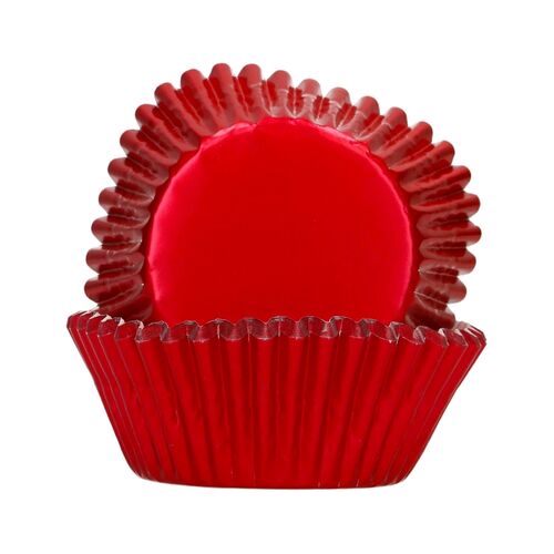 FUNCAKES "FOIL" CUPCAKE EINWEGFORMEN - METALLISCH ROT