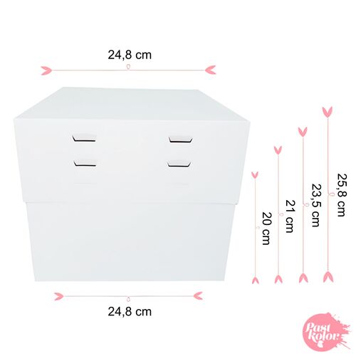 SET 10 HÖHENVERSTELLBARE TORTENBOXEN + RUNDE TORTENBÖDEN - WEISS 24 CM Ø