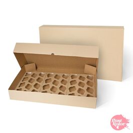 KRAFT-CUPCAKE BOX (WELLPAPPE) - 36 EINHEITEN  69 X 42,5 CM