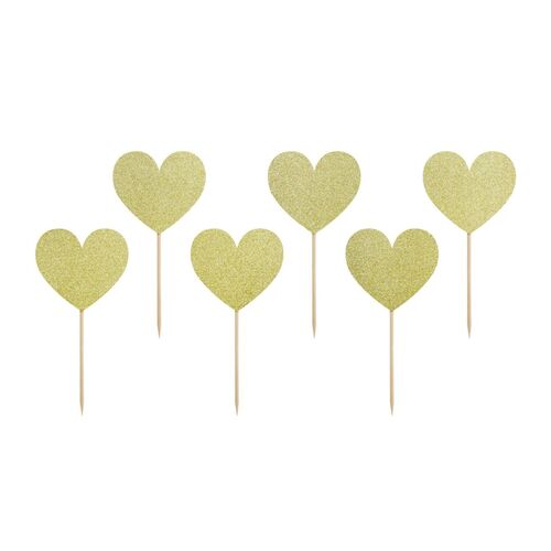 PARTYDECO CUPCAKE-TOPPER - GOLDENE HERZEN