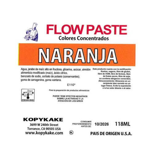 KOPYKAKE "FLOW PASTE" GEL-LEBENSMITTELFARBE - ORANGE 118 ML