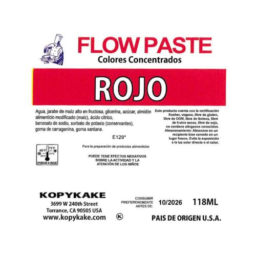 KOPYKAKE "FLOW PASTE" GEL-LEBENSMITTELFARBE - ROT 118 ML