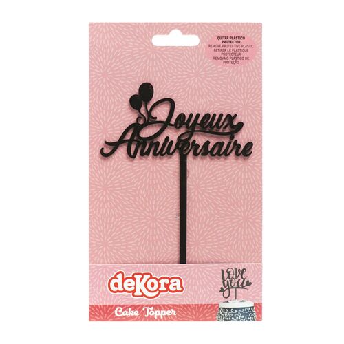 DEKORA SCHWARZER CAKE TOPPER - „JOYEUX ANNIVERSAIRE“