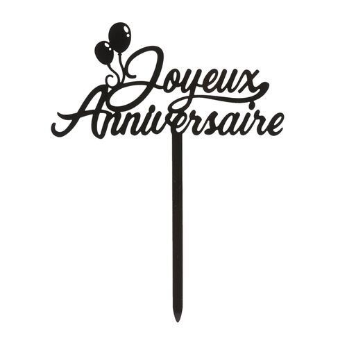 DEKORA SCHWARZER CAKE TOPPER - „JOYEUX ANNIVERSAIRE“