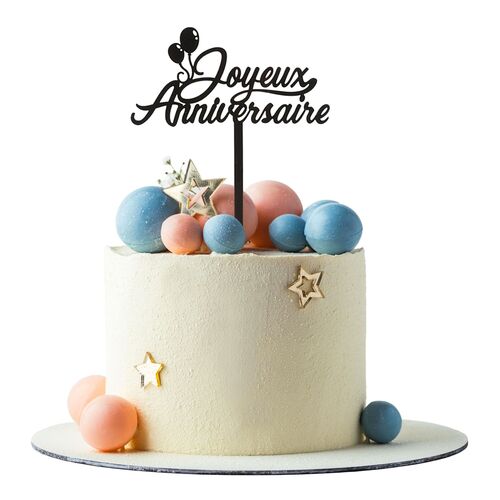 DEKORA SCHWARZER CAKE TOPPER - „JOYEUX ANNIVERSAIRE“