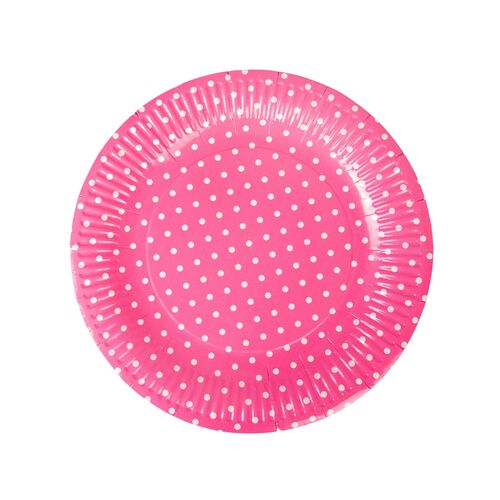 PARTY PAPIER-TELLER MIT POLKA DOTS - ROSA